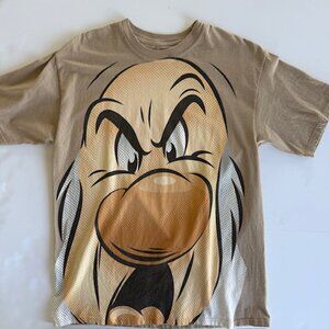 Disneyland Grumpy Big Face Brown Short Sleeve Shirt Men's M Walt Disney World